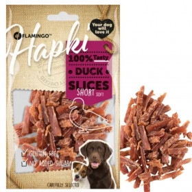 Лакомство за кучета Flamingo HAPKI DUCK SLICE SHORT 85гр. - късчета патешко месо